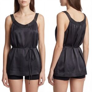 Emporio‎ Armani Silk Beaded Strap Top IT 40 US 6 UK 8 Black
